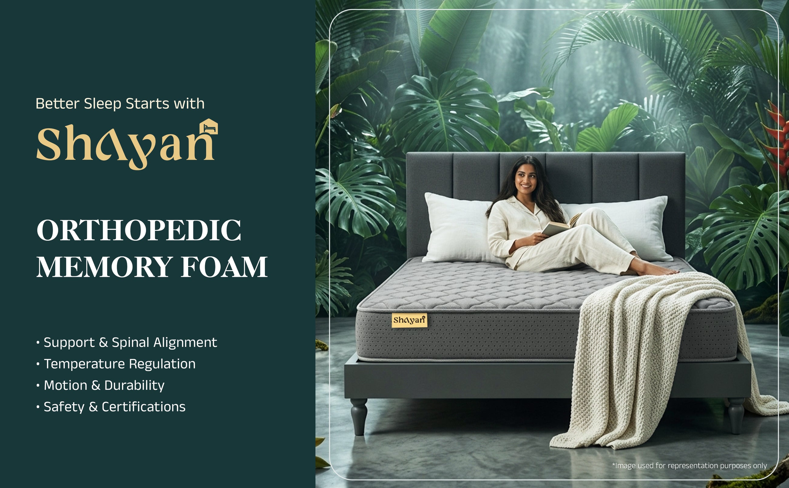Better Sleep Starts with Shayan - Orthopedic Memory Foam features